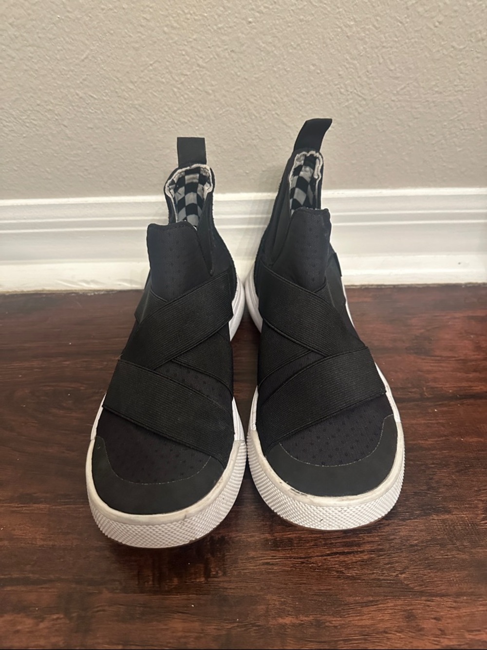 Vans Black and White Slip-On Athletic Shoes